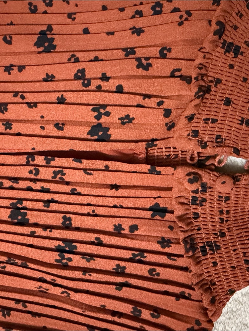 Nanette Lepore Rust Floral Pleated Midi Dress - Picture 3 of 7